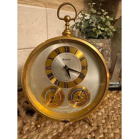 Vintage tabletop quartz bulova x dupont weather clock- damage - Picture 2 of 11